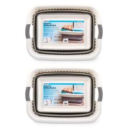 Camco - Collapsible Laundry Basket, Plastic Bin with Handles, Large, 2 Pack - White