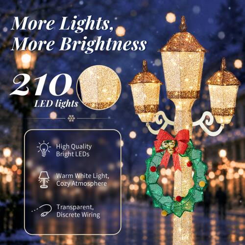 More Lights, More Brightness  
210 LED lights  
- High Quality Bright LEDs  
- Warm White Light, Cozy Atmosphere  
- Transparent, Discrete Wiring