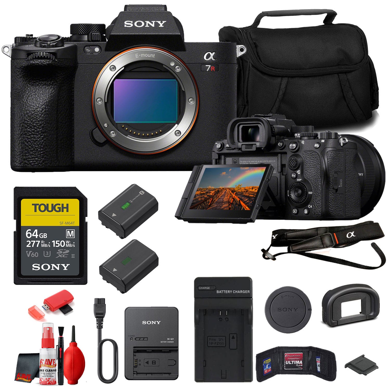 Sony - a7R V Mirrorless Camera Bundle + 64GB Memory Card + Bag + Battery + Charger + Card Reader + More