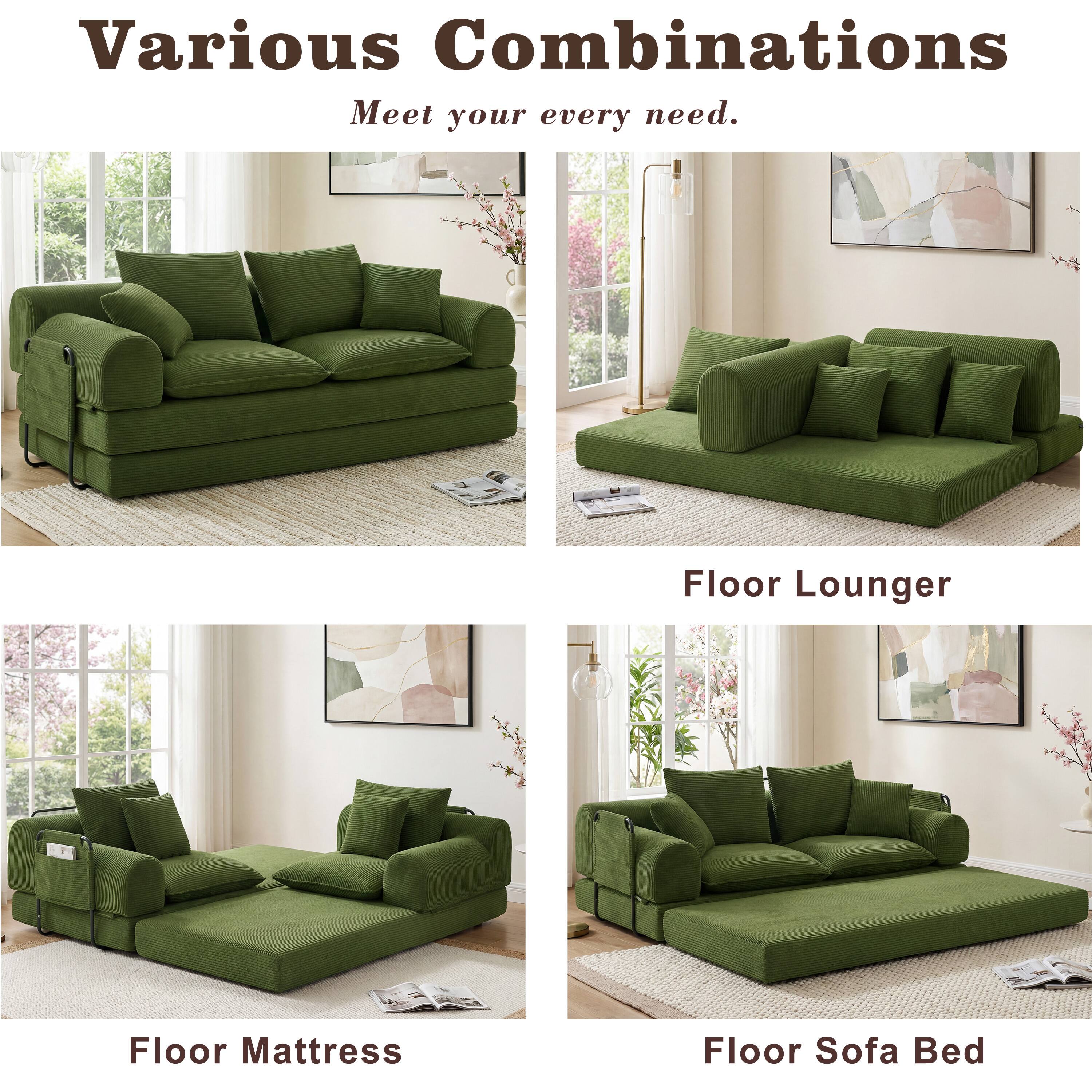 Various Combinations  
Meet your every need.  

Floor Lounger  
Floor Mattress  
Floor Sofa Bed