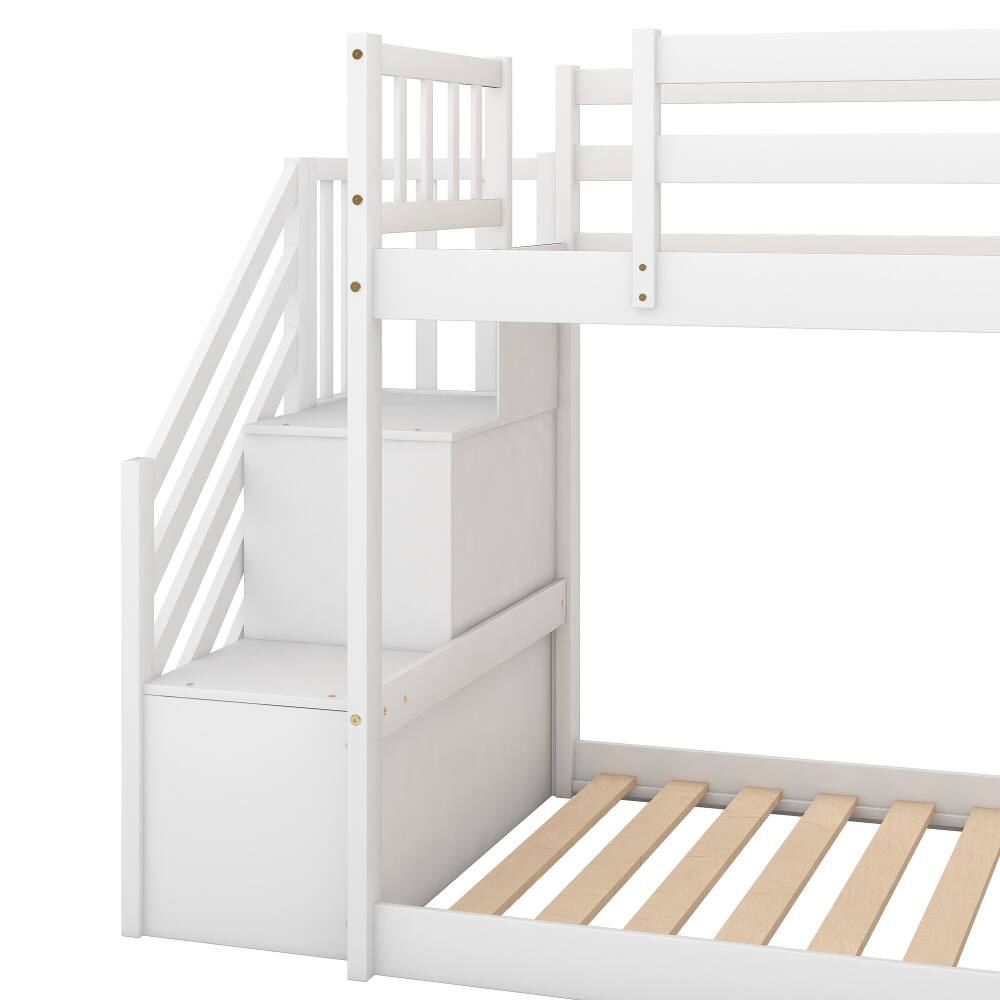 Alt View 8. Loheer - Loheer Twin Over Twin Bunk Bed with Slide Stairway White - White.