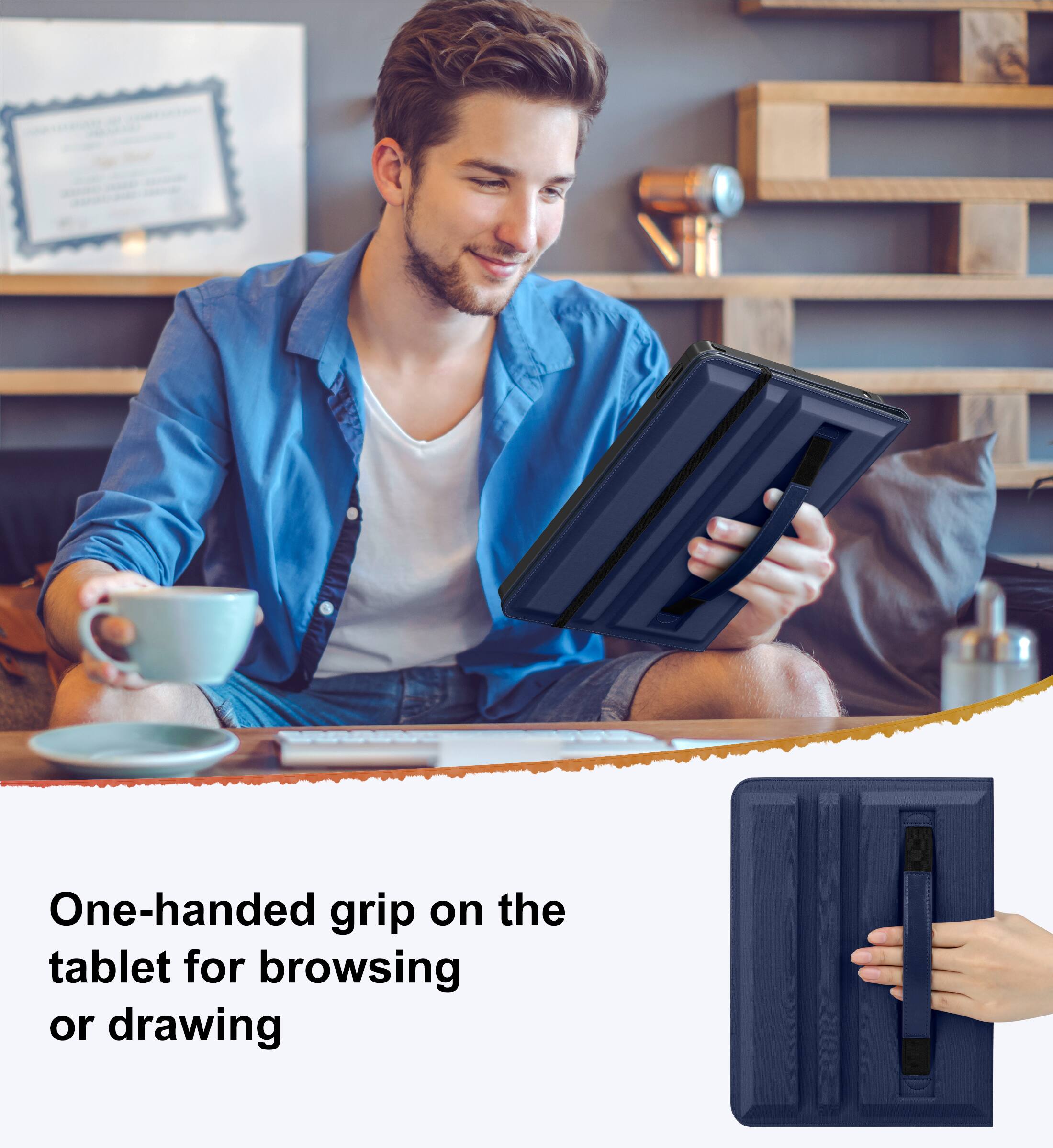 One-handed grip on the tablet for browsing or drawing