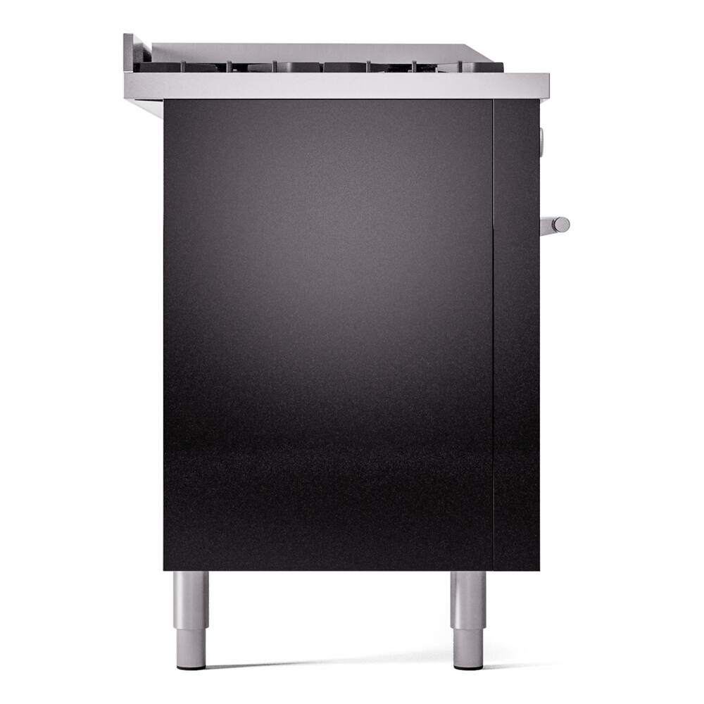 Alt View 8. ILVE - ILVE Professional Plus II Series 60 in. Dual Fuel Range with 7 Sealed Burners + Griddle (Liquid Propane, Satin Trim) - Glossy Black.