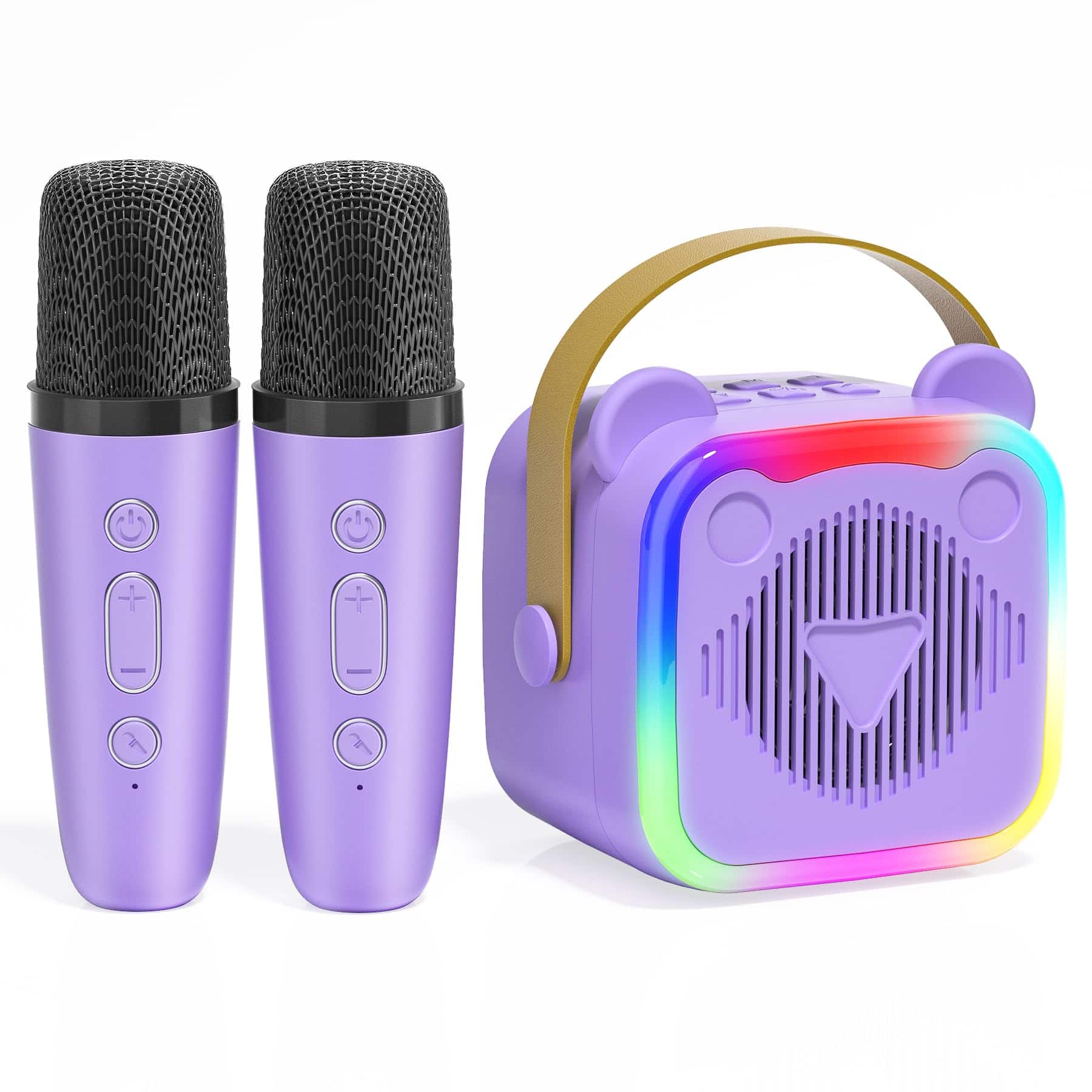 Cedar Assembly - Mini Karaoke Machine For Portable With 2 Microphones Music Player Singing And Party Ideas Birthday Toys G - Purple