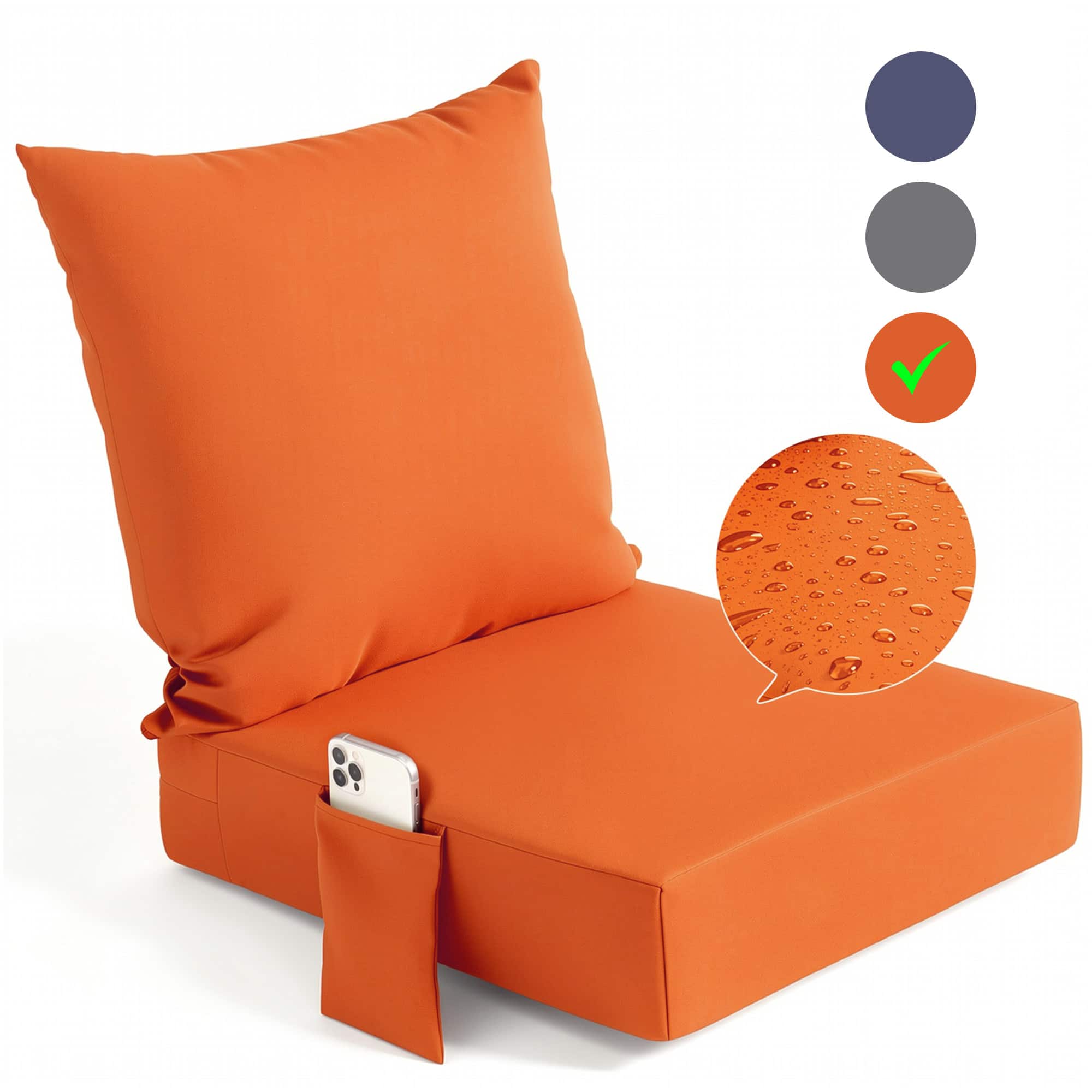 Sugift - Waterproof Patio Chair Cushion Set 24x24 with Phone Pocket - Orange price history on PriceWatchPro
