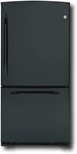 Front Standard. GE - 20.3 Cu. Ft. Bottom-Mount Refrigerator - Black.