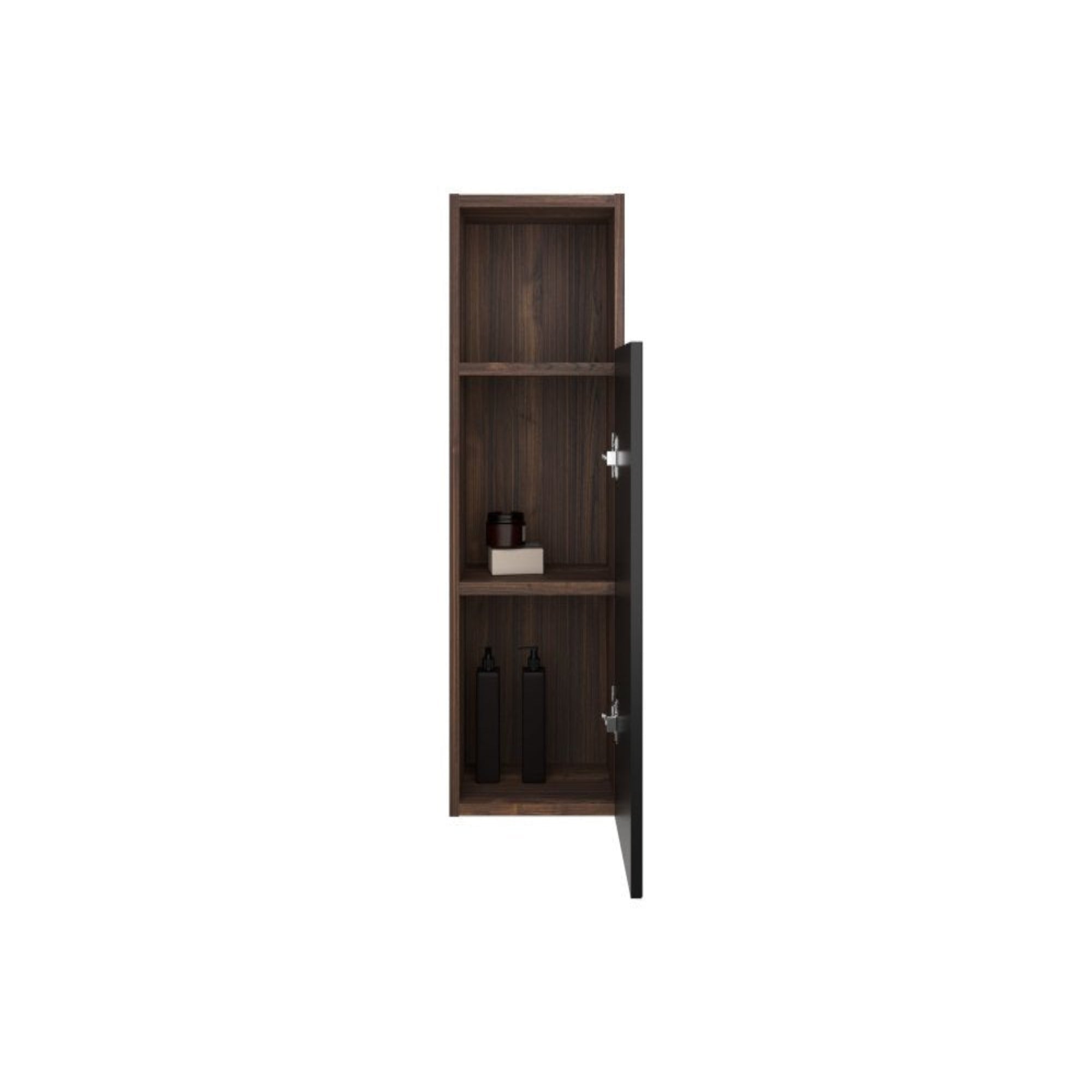 Alt View 3. Boyel Living - Black Walnut Bathroom Floating Side Cabinet Wall Mounted Storage Cabinet for Small Space - Black+Dark Walnut.