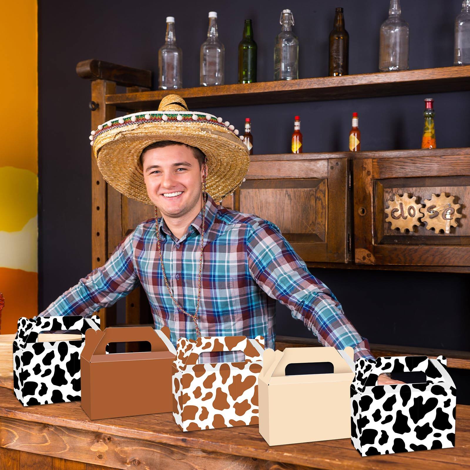 Alt View 7. Paradigms Interiors - Western Cowboy Boxes Theme Birthday Party Supplies Cow Print Candy Goodie Box Brown Cowgirl Favor Gift For ... - 12.