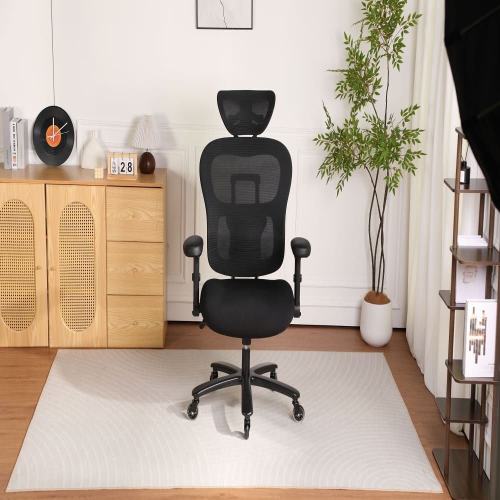 Loheer - Big and Tall Office Chair 500lbs Heavy Duty Ergonomic Mesh Desk Chair with Adaptive Lumbar Support - Gray