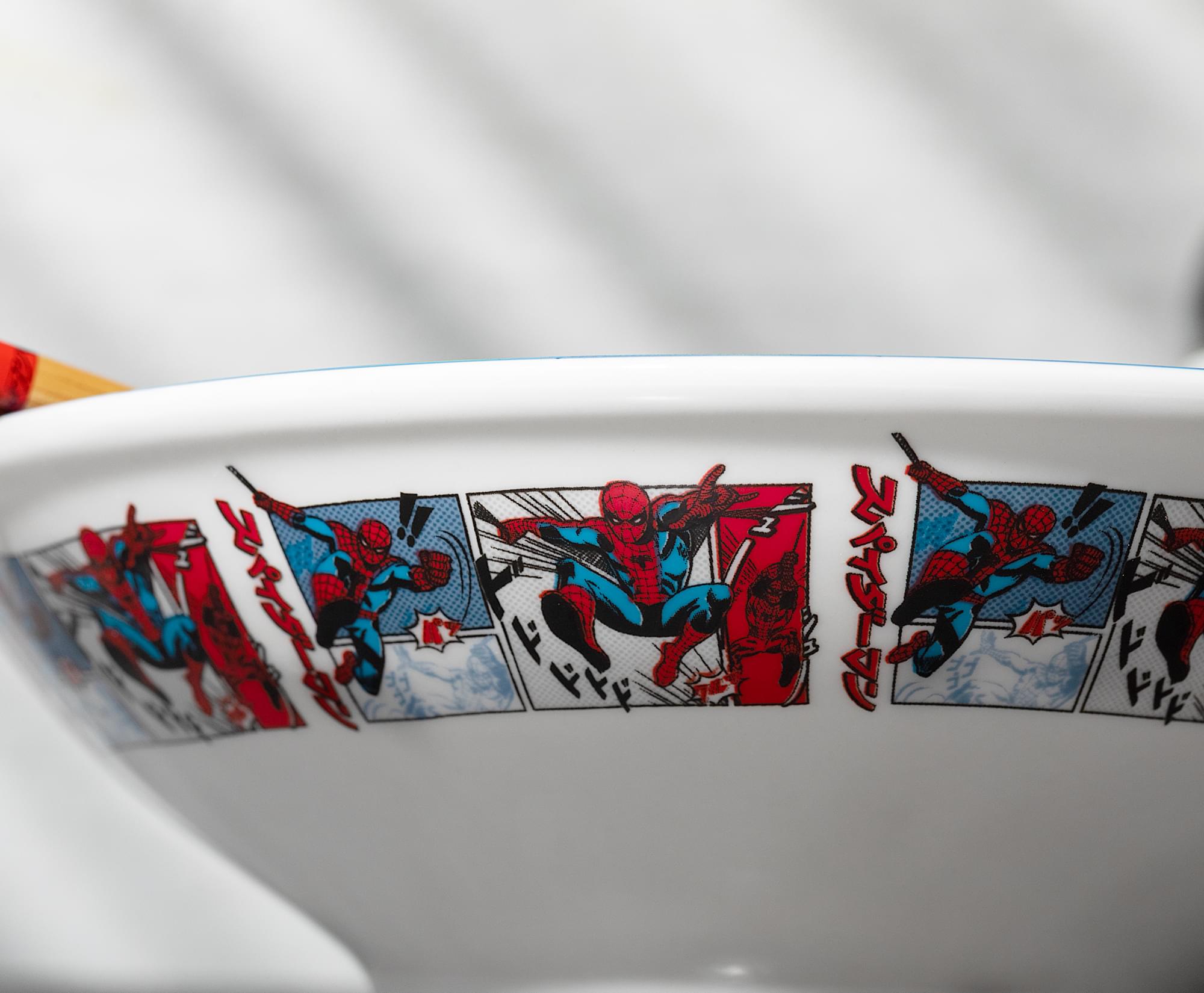 Alt View 2. Silver Buffalo - Marvel Spider-Man Manga Panels 30-Ounce Ramen Bowl and Chopstick Set - Multi-Colored.