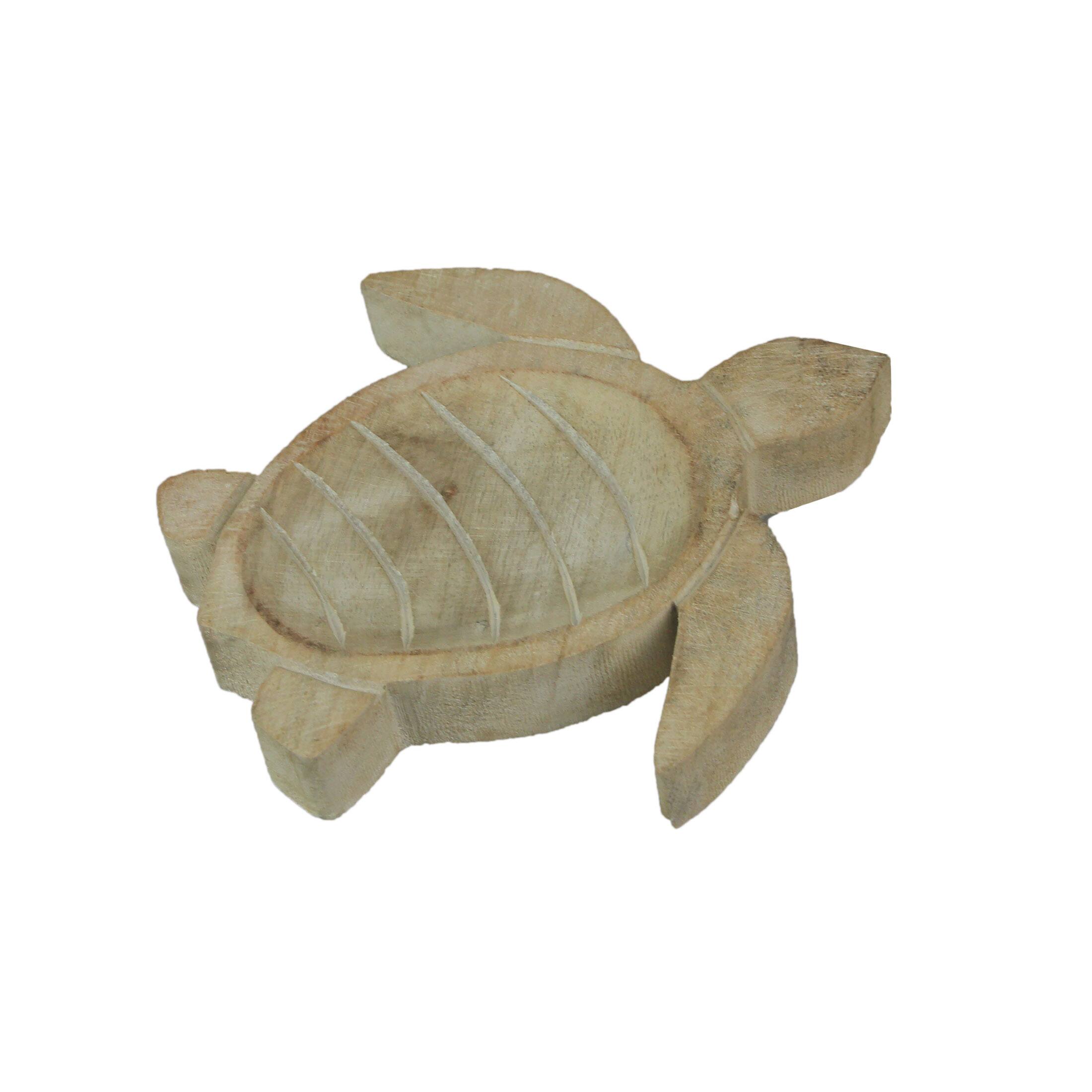 Alt View 1. PD Home & Garden - Hand Carved Wooden Sea Turtle Decorative Bowl 8 Inch - Brown.
