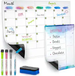 Zulay Kitchen - Magnetic Dry Erase Calendar Whiteboard Kit - Rainbow