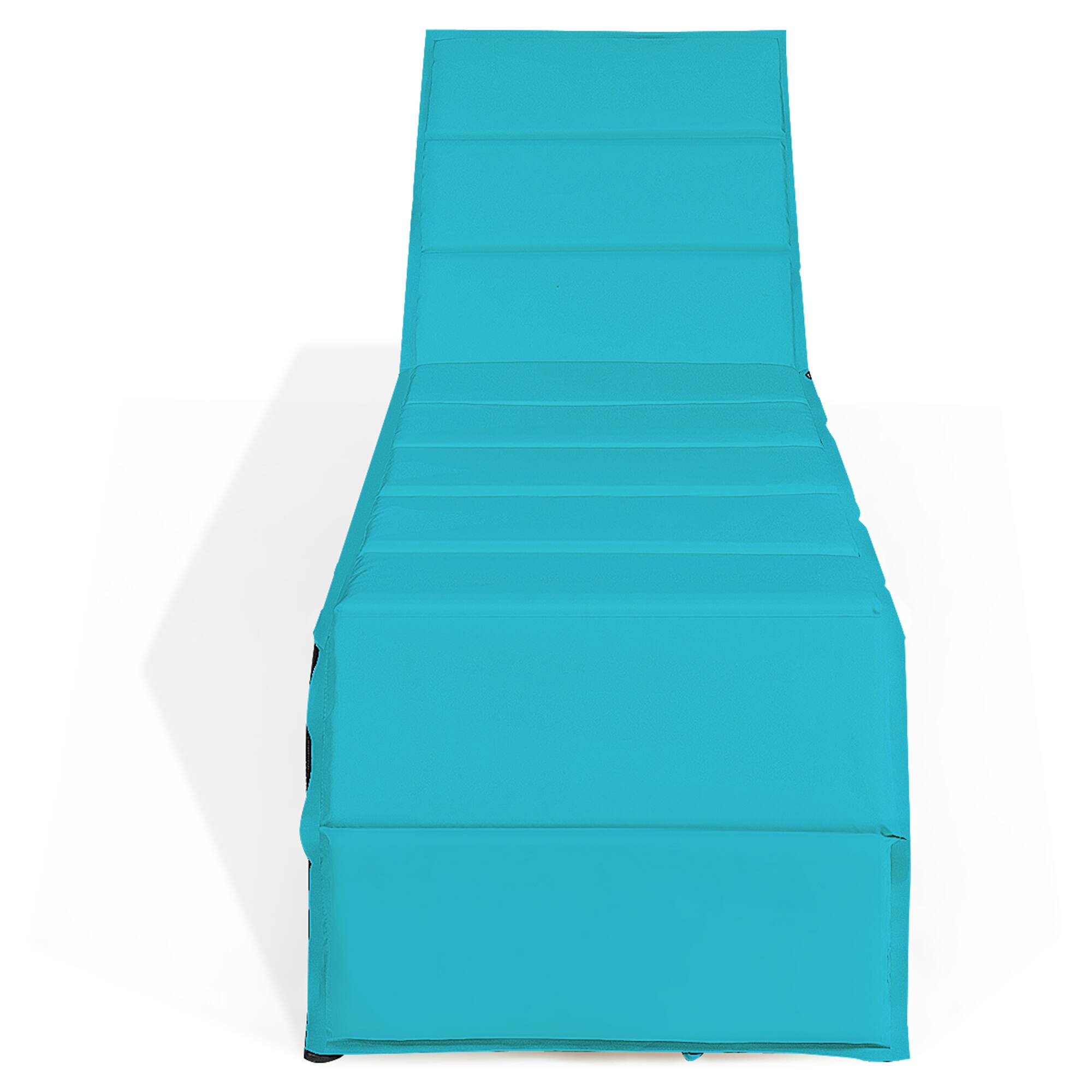 Alt View 1. Gymax - Gymax Adjustable Rattan Patio Recliner Chaise Lounge Chair w/ Turquoise Cushion - Turquoise.