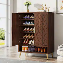 Tribesigns - Office Storage Cabinet, For Everyday Organization in Workspaces and Office Reception Areas - Dark Brown