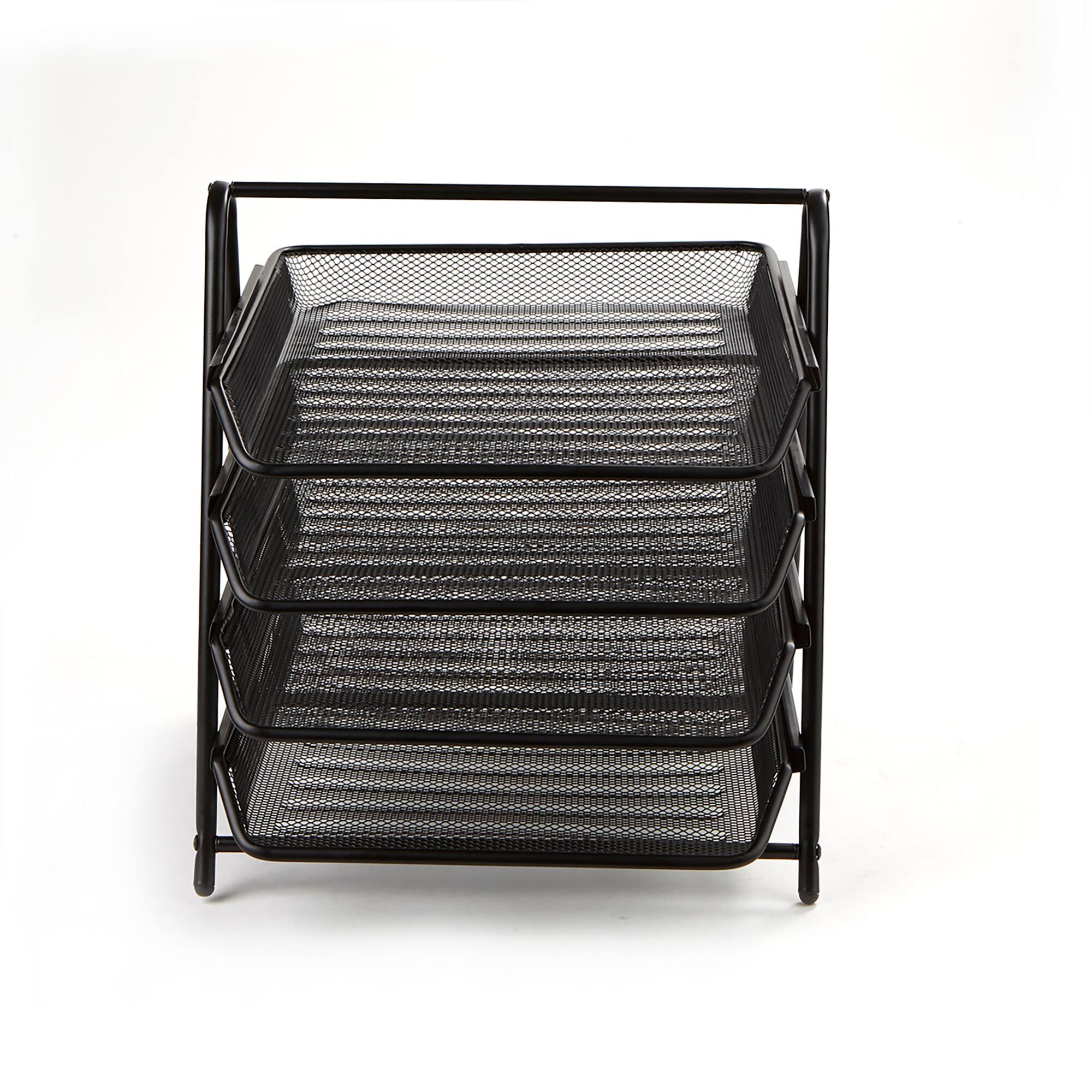 Alt View 13. Mind Reader - 4-Tier Paper Tray, Desktop Organizer, File Storage, Workspace, Office, Metal Mesh, 11.75"L x 13.75"W x 12.5"H, Black - Black.