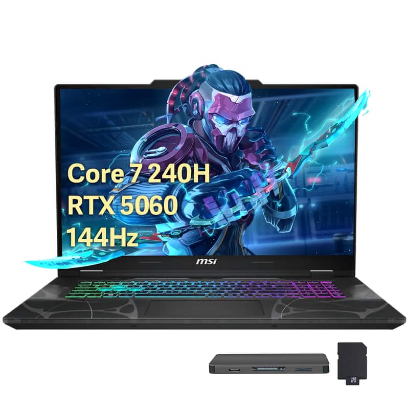 MSI - Cyborg 15 15.6" Gaming,Intel Core 7-240H,32GB RAM,1TB SSD+1TB Dock Set,RTX 5060,Backlit Keyboard,Win 11 - Black