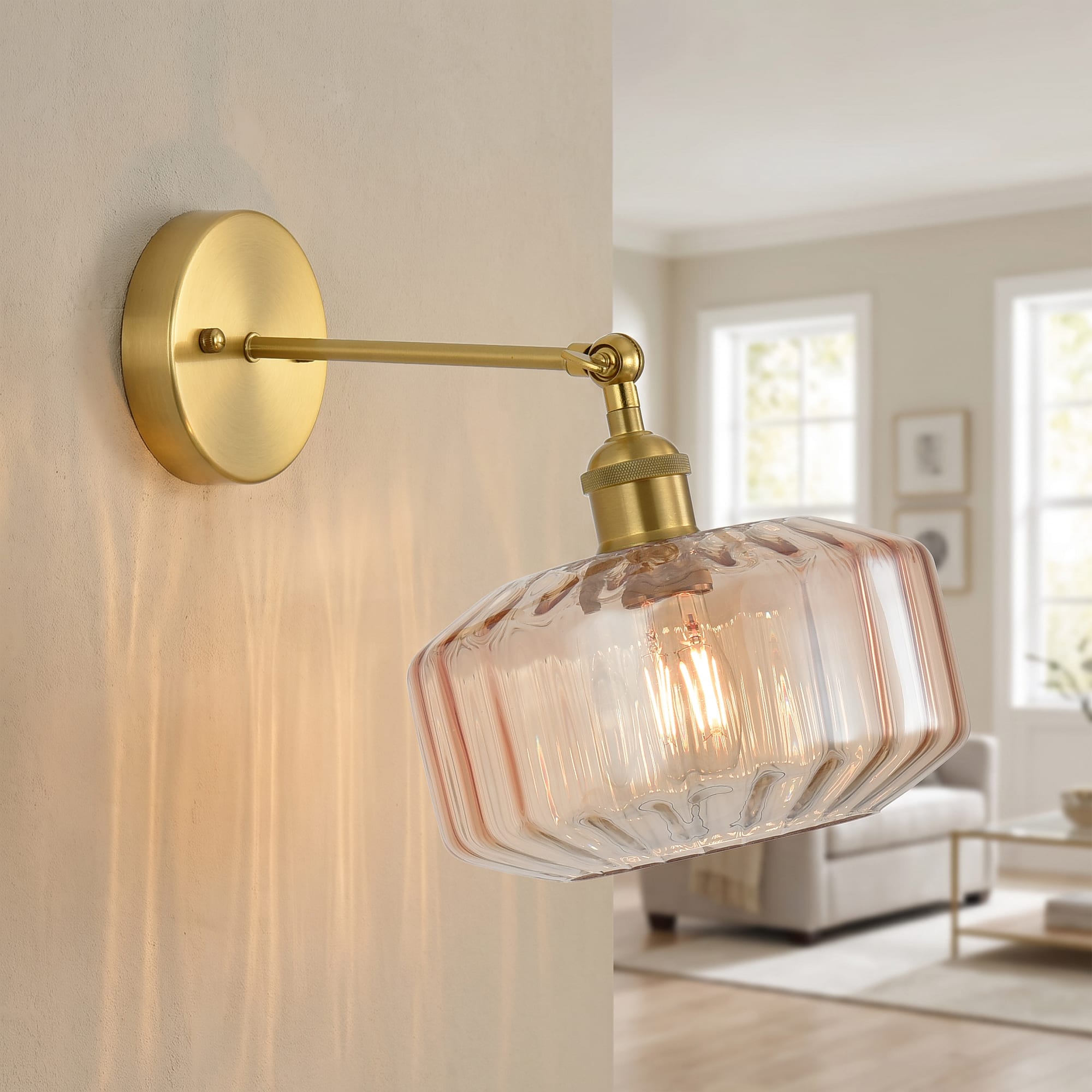 Parrot Uncle - 12 Inch Modern Glass 1 Light Adjustable Wall Sconce for Bedroom and Hallway - Copper