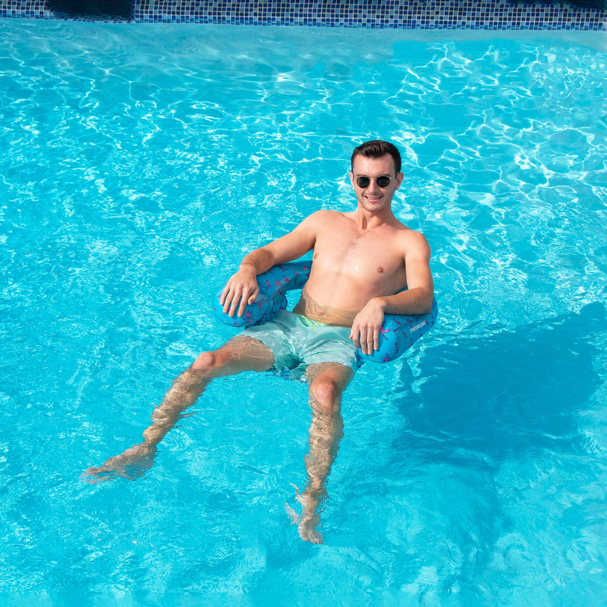 Alt View 1. Swimline - Flamingo Fabric Covered Floating U-Seat Pool Chair Float - 32" - Blue.