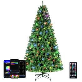 Skar Audio - Smart Prelit Christmas Tree App Controlled Rgb Pre Lit Lighted Artificial Trees With 400led 1477 - 7.5 ft
