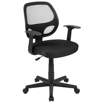 Front. Emma + Oliver - Mid-Back Mesh Swivel Ergonomic Task Office Chair - Arms - Black.