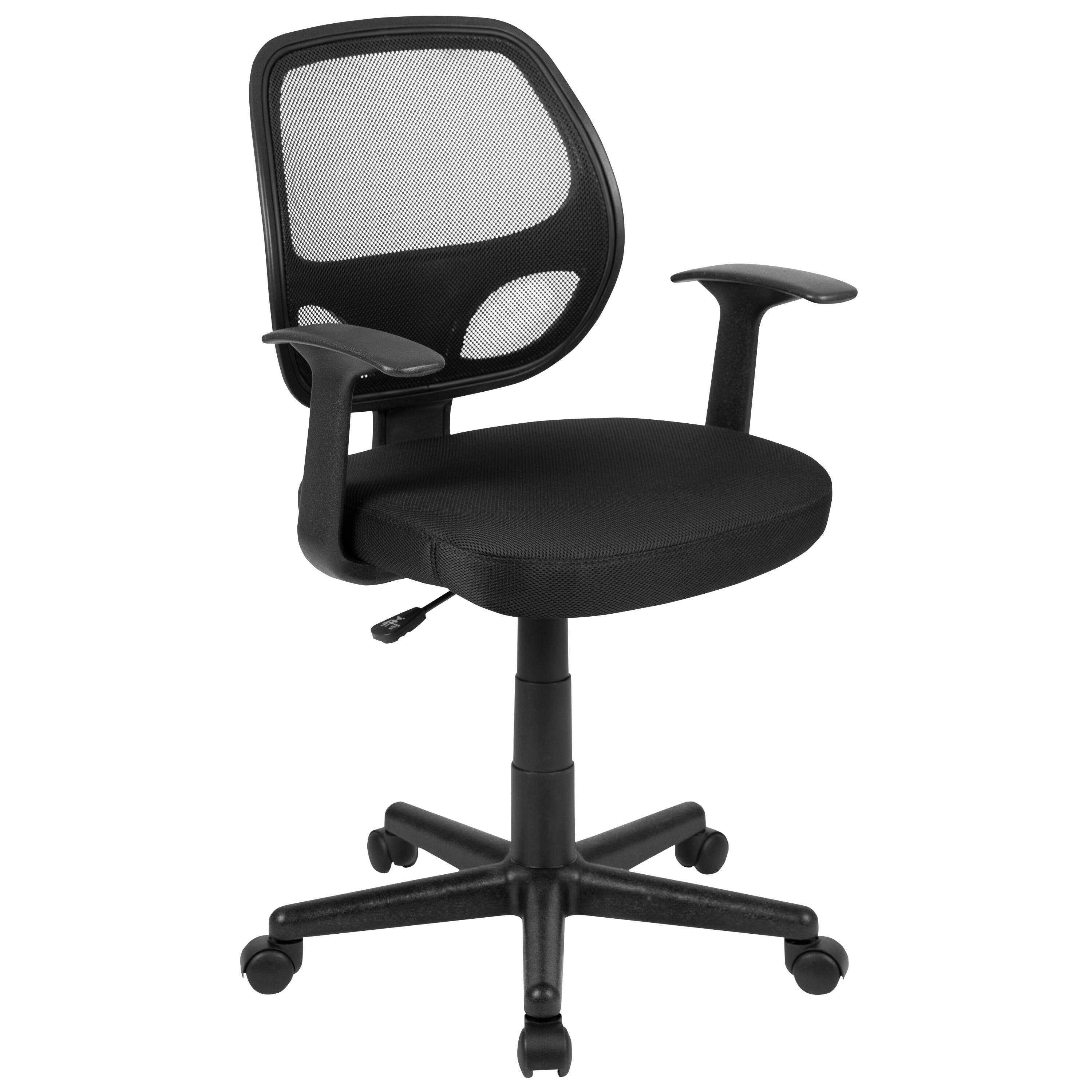 Front. Emma + Oliver - Mid-Back Mesh Swivel Ergonomic Task Office Chair - Arms - Black.