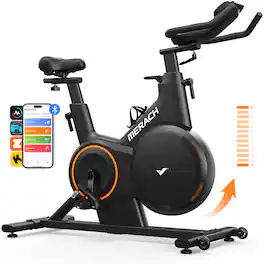 MERACH - S28 Smart Magnetic Stationary Exercise Bike for Home Weight Loss Bluetooth - Black
