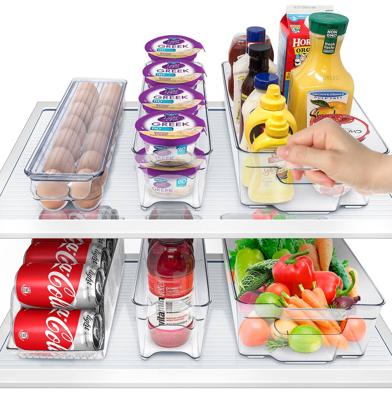 - GREEK YOGURT
- NON GMO fresh taste
- HOR ORG
- Coca-Cola
- POWER-C
- Fresh vegetables (carrots, bell peppers, tomatoes, etc.)