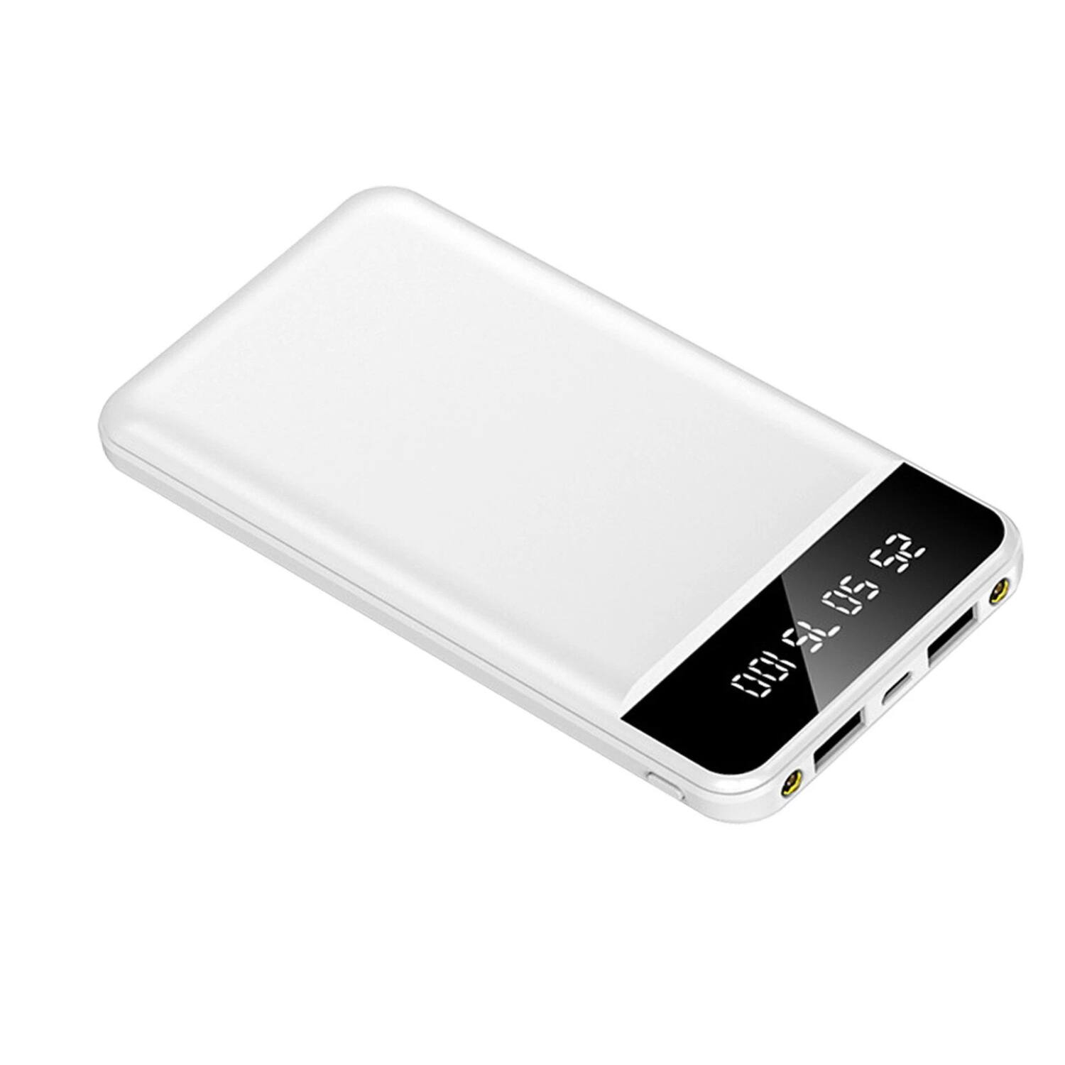Angle. Home Collection - 10000mAh Portable Power Bank with LED Flashlight & Smart Digital Display White - White.