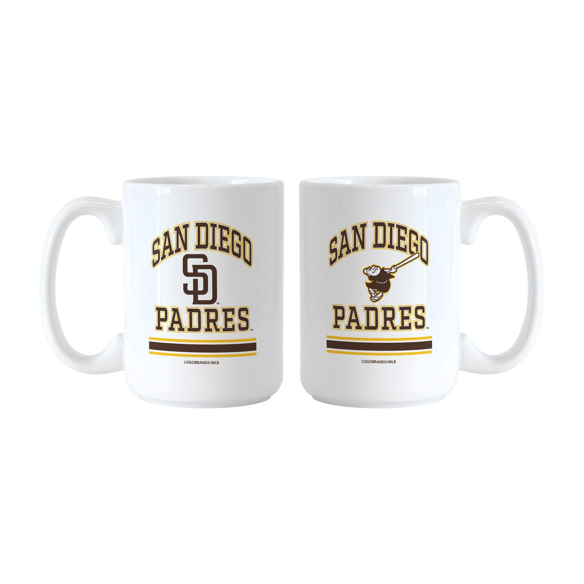 Logo Brands - San Diego Padres 15oz. Current & Throwback Mug Set - Multicolor