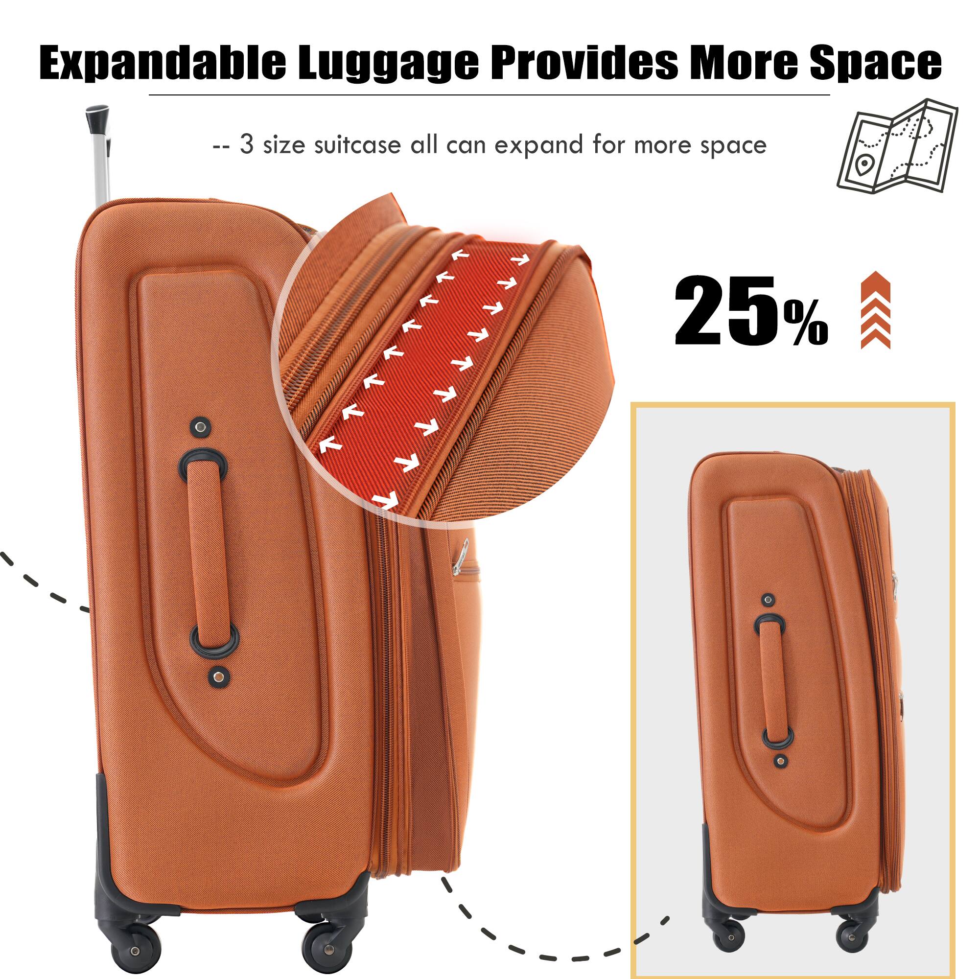 Expandable Luggage Provides More Space

-- 3 size suitcase all can expand for more space

25%