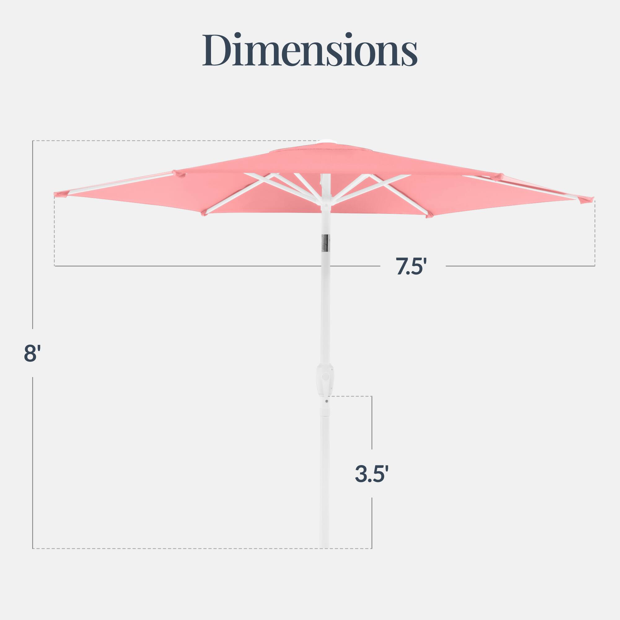 Dimensions  
7.5'  
8'  
3.5'