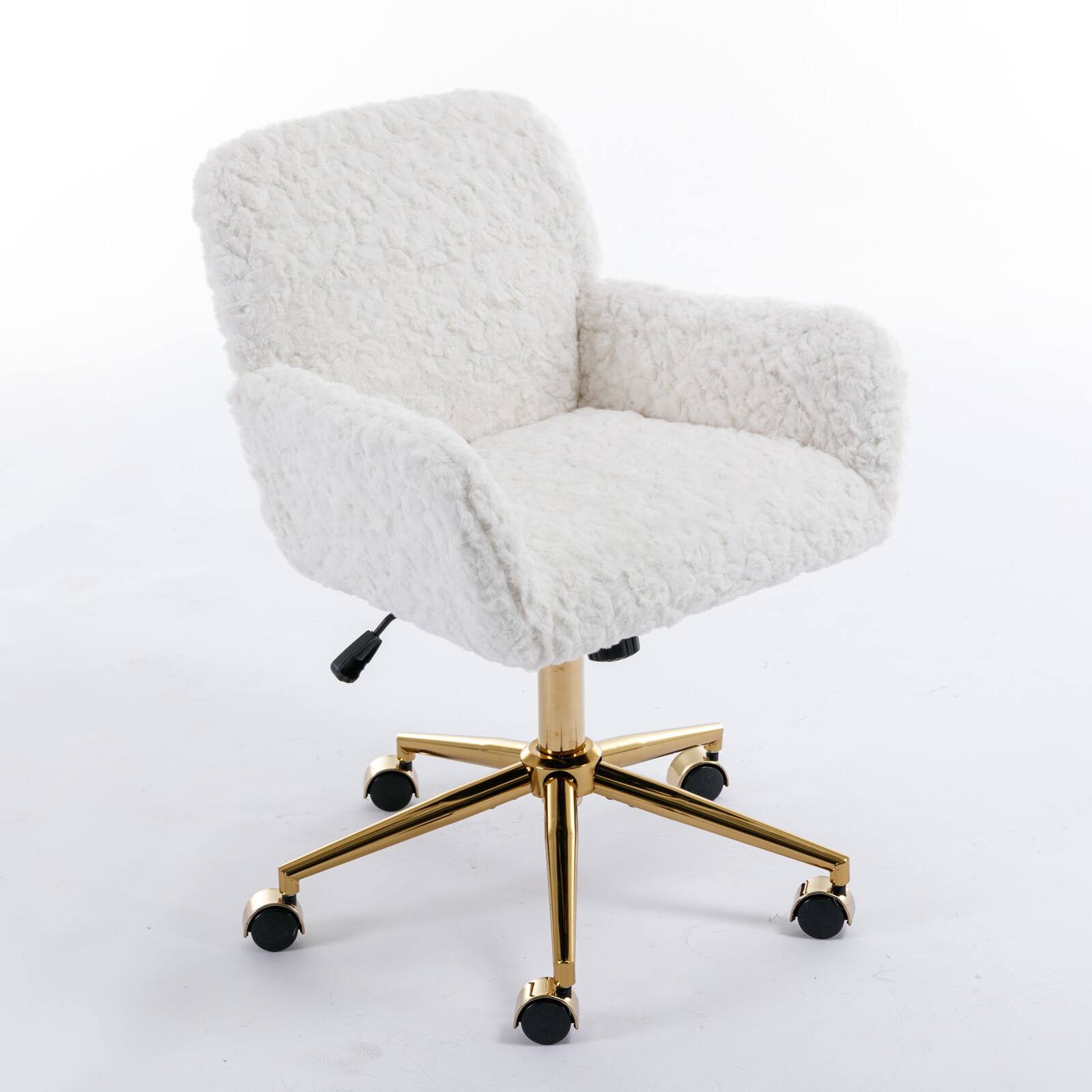 Alt View 2. GOODSILO - Premium Adjustable Swivel Office Chair with Golden Metal Base and Plush Velvet Upholstery for Home or Office Use - Beige.