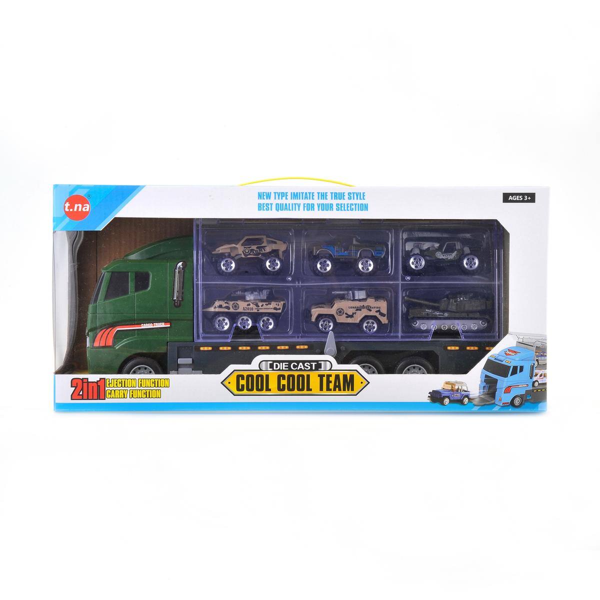 t.na

NEW TYPE IMITATE THE TRUE STYLE  
BEST QUALITY FOR YOUR SELECTION

AGES 3+

2in1  
EJECTION FUNCTION  
CARRY FUNCTION

DIE CAST  
COOL COOL TEAM