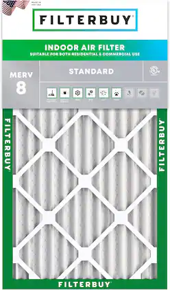 Filterbuy - 12x24x2 MERV 8 Dust & Allergy Defense, Electrostatic Pleated HVAC AC Furnace Air Filters Replacement (1-Pack) - Silver