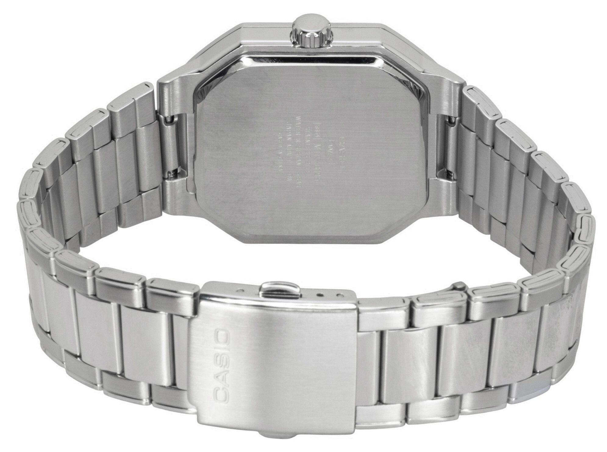 Back. Casio - Analog Stainless Steel Black Dial Quartz MTP-B195D-1AV Men's Watch - Black.