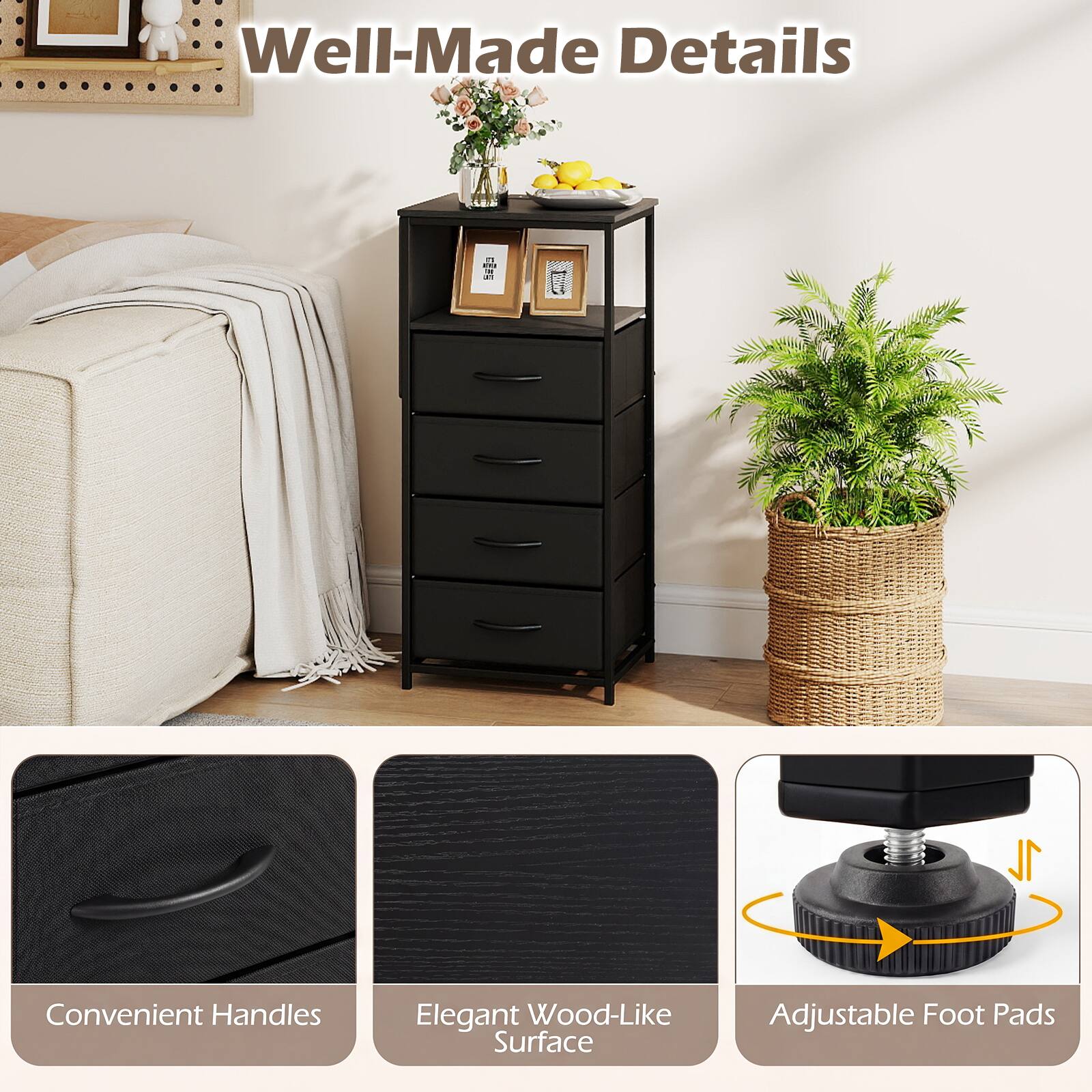 Well-Made Details

1L Convenient Handles
Elegant Wood-Like Surface
Adjustable Foot Pads