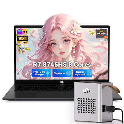 IPS 1080 FULL HD GUMA RYZEN 7 R7 8745HS 8 Cores Type-C PD Charger Fingerprint Backlit keyboard