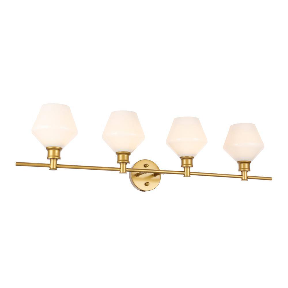 Alt View 7. Living District - Gene 4 light Brass and Frosted white glass Wall sconce - Brass And Frosted White Glass.