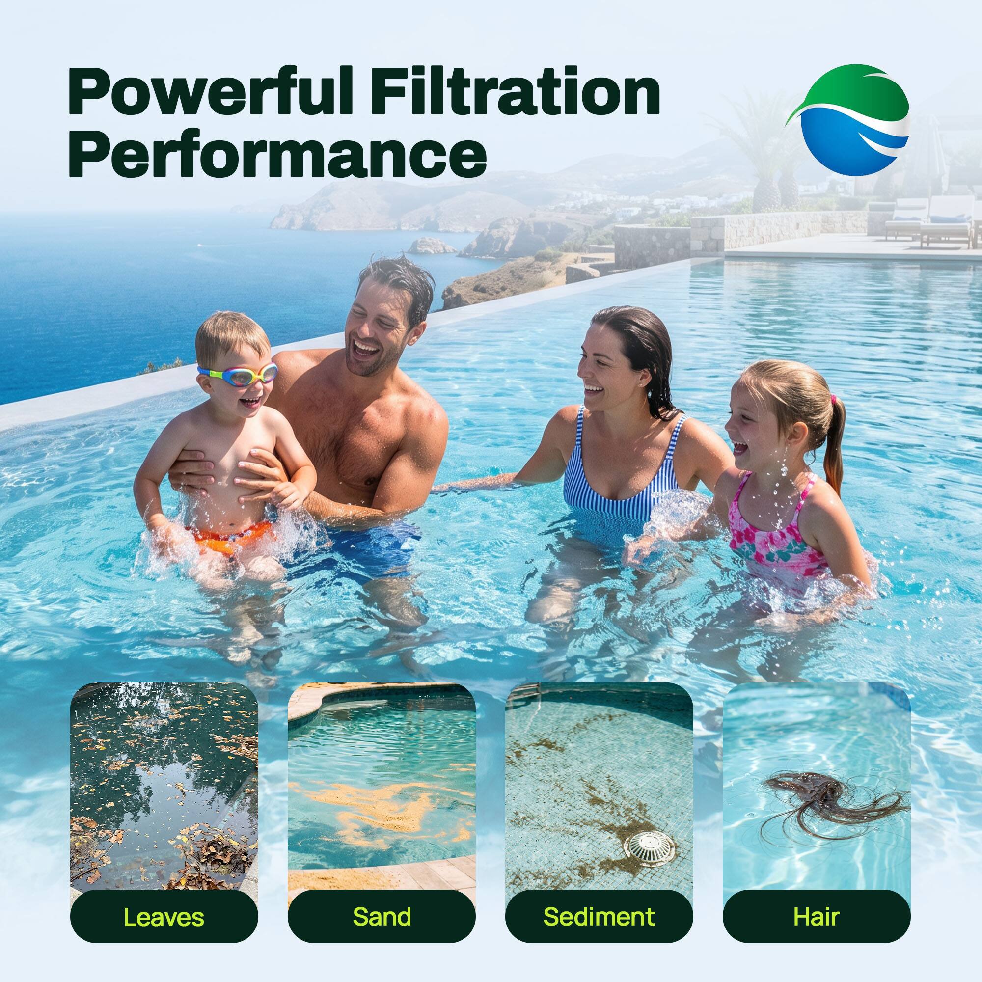 Powerful Filtration Performance Leaves Sand Sediment Hair