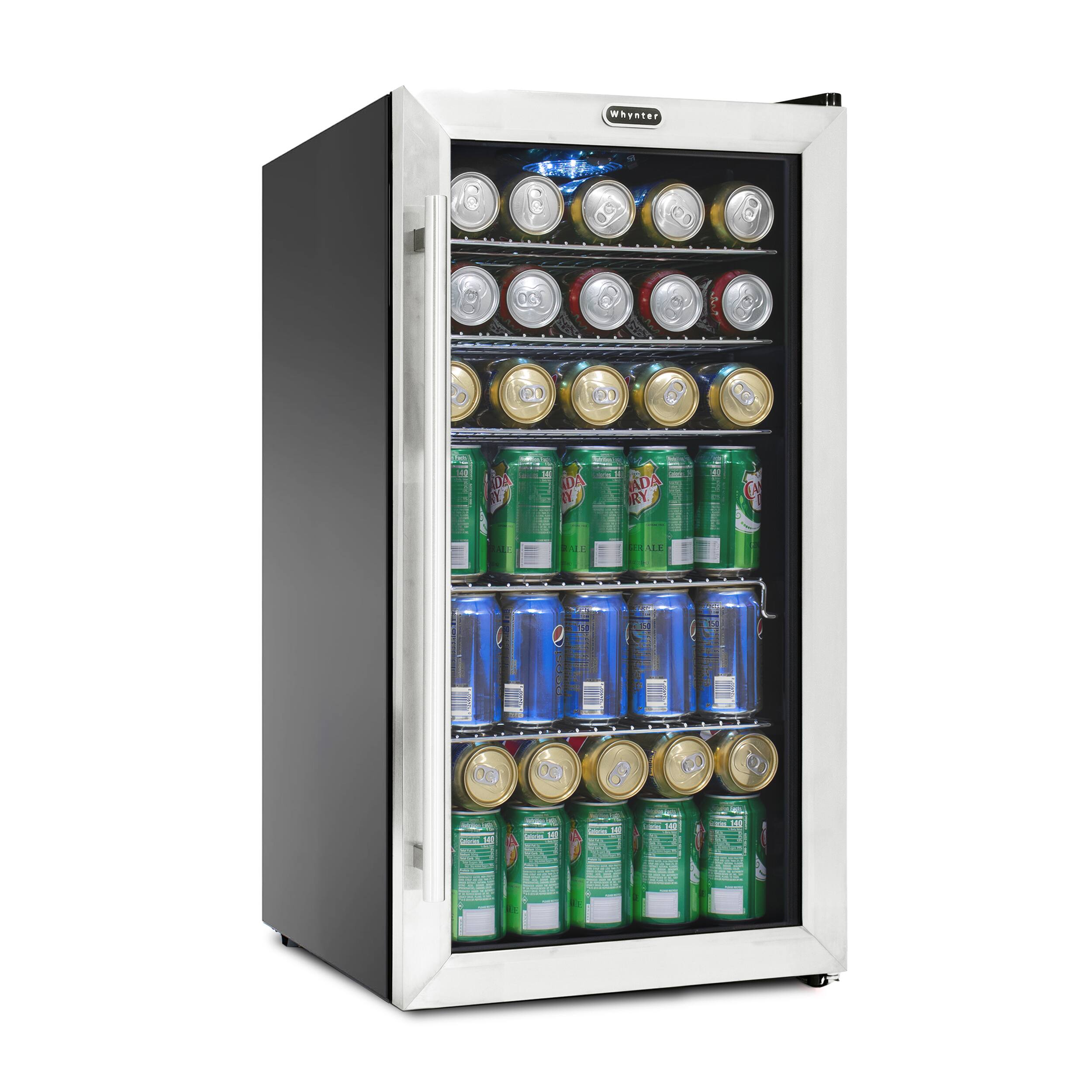 Alt View 17. Whynter - 120 Can Beverage Refridgerator with internal fan - Stainless-steel/Black.