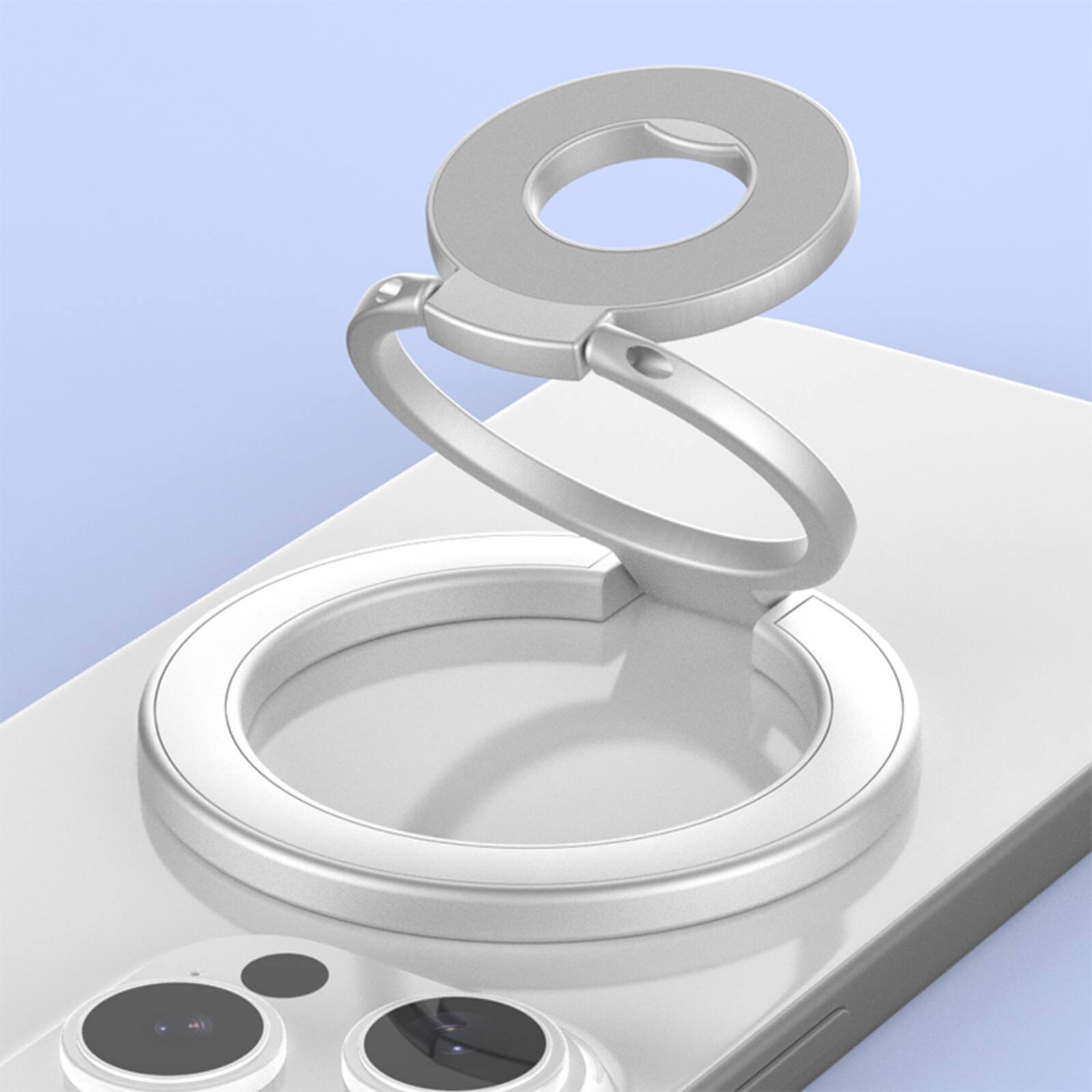 Angle. UUCOVER - Magnetic Phone Ring Holder Compatible with Magsafe, 360° Rotation Phone Stand Dual-Sided Magnet Finger Grip Kickstand - Silver.