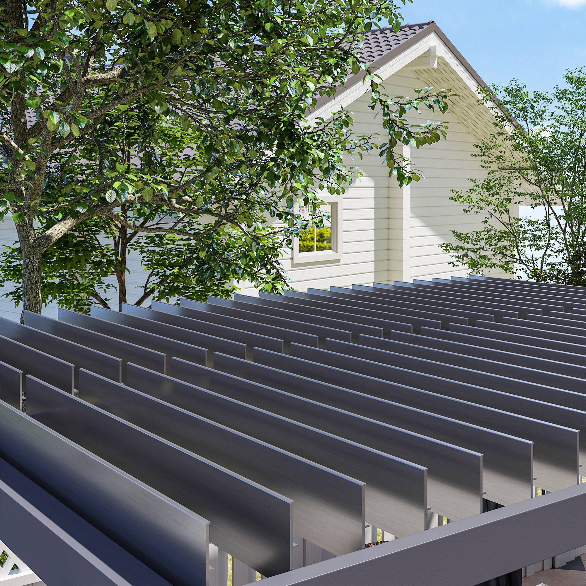 Alt View 8. Outsunny - 10 x 13 ft. Louvered Pergola Hardtop Gazebo with Adjustable Aluminum Roof and Frame, Outdoor Pergola - Dark Gray.