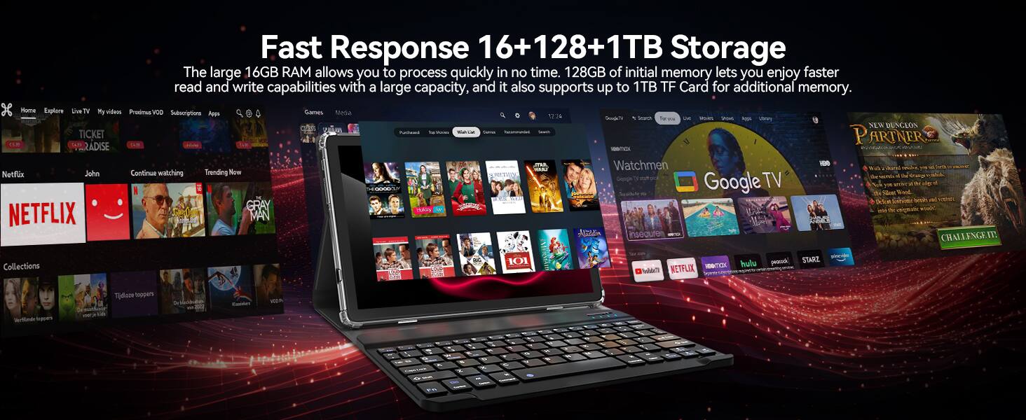 Fast Response 16+128+1TB Storage

The large 16GB RAM allows you to process quickly in no time. 128GB of initial memory lets you enjoy faster read and write capabilities with a large capacity, and it also supports up to 1TB TF Card for additional memory.

x Home Explore Live TV My videos Proximus VOD Games Subscriptions Apps Meda 12.74 Goocks Search Ter Lin MoeS unows AS Vtrary  NEW DUSCLON UC wo Paltaws te - Aa I Tacam - TICKET PARTNER CLM L3 RADISE FAM  CM Ma STRR Watchmen forth  POE LAN Ws shared muhe 1 - Netflix John Continue watching Trending Now INEME abik s  saurela ol De Gratg Geogle TV 0000 h Google Noe nhe Sdent ymm scivc Wood it t ae - DE 2 sl Veteor Dctlican Scnevime bred GRAY WAby SN win  ieae The cerhalic NETFLIX MAN  Alzadin insecure CHALLENGE.IT Collections UD 101 EMERMIAID Fste NETFL