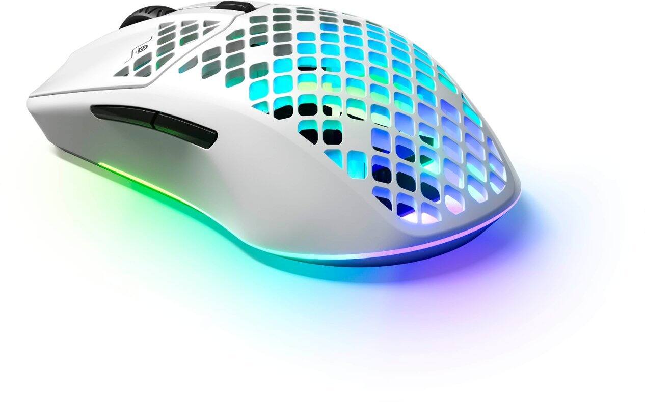 Alt View 15. SteelSeries - Aerox 3  Super Light Honeycomb Wireless RGB Optical Gaming Mouse - Snow.
