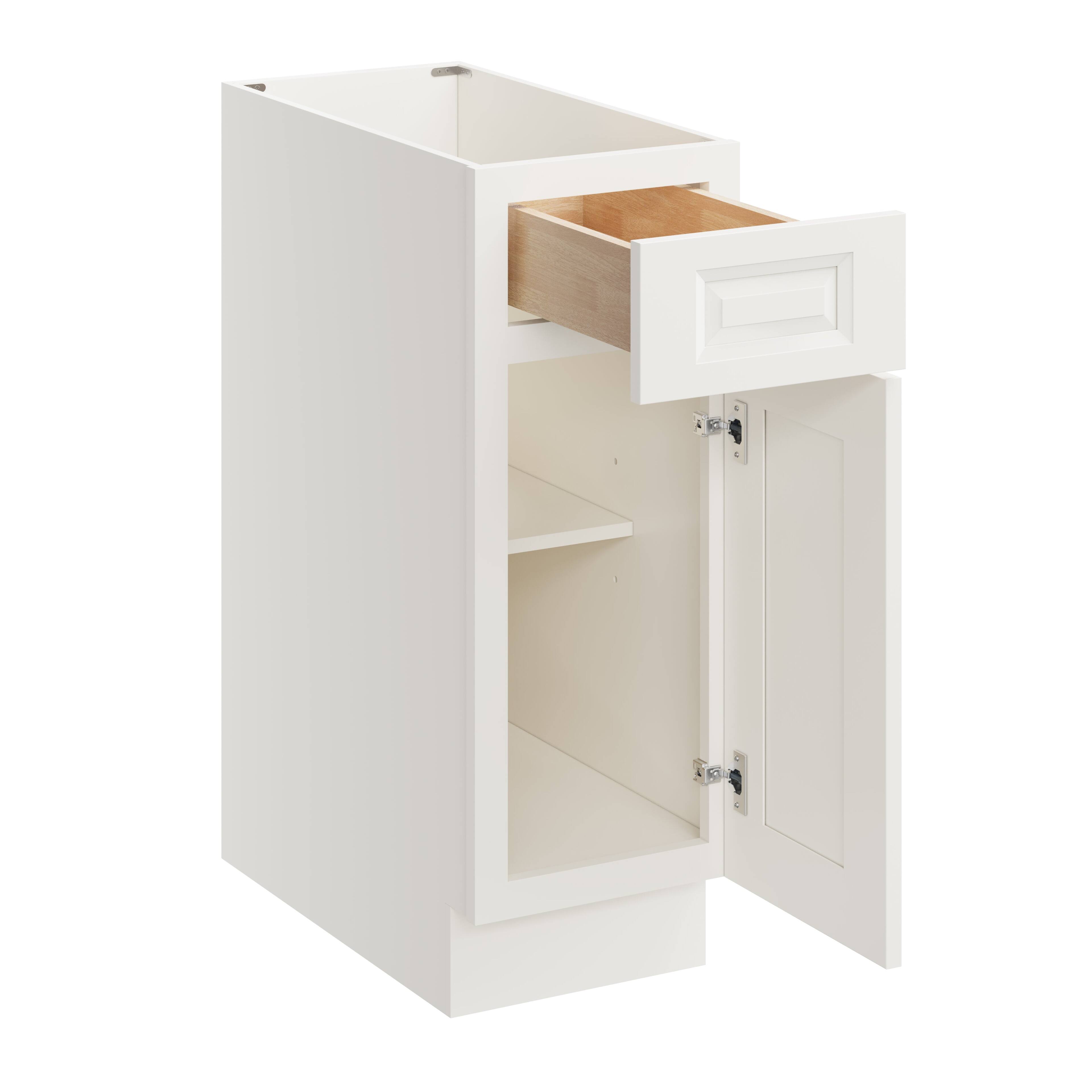 Alt View 1. Boyel Living - 12 Inch Glacier White Kitchen Base Cabinet with Full Overlay Doors - Glacier White.