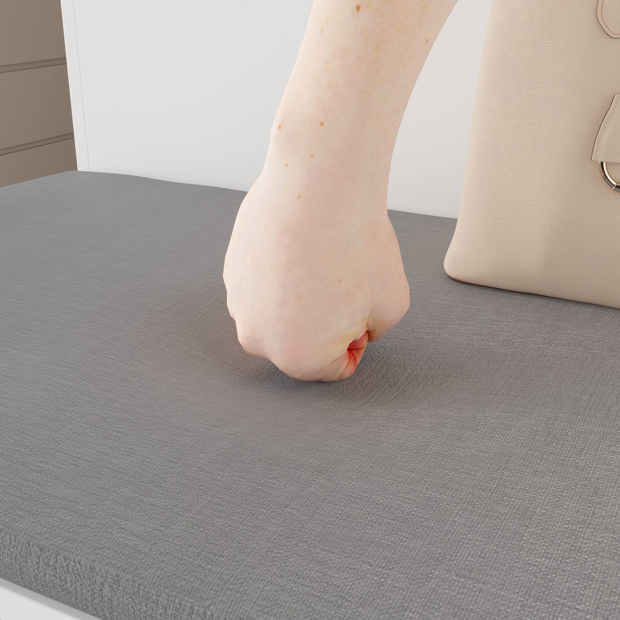 Alt View 2. FUFU & GAGA - Entryway Shoe Bench with Storage Drawers and Display Shelf Multifunctional Organizer for Living Room or Closet - White.