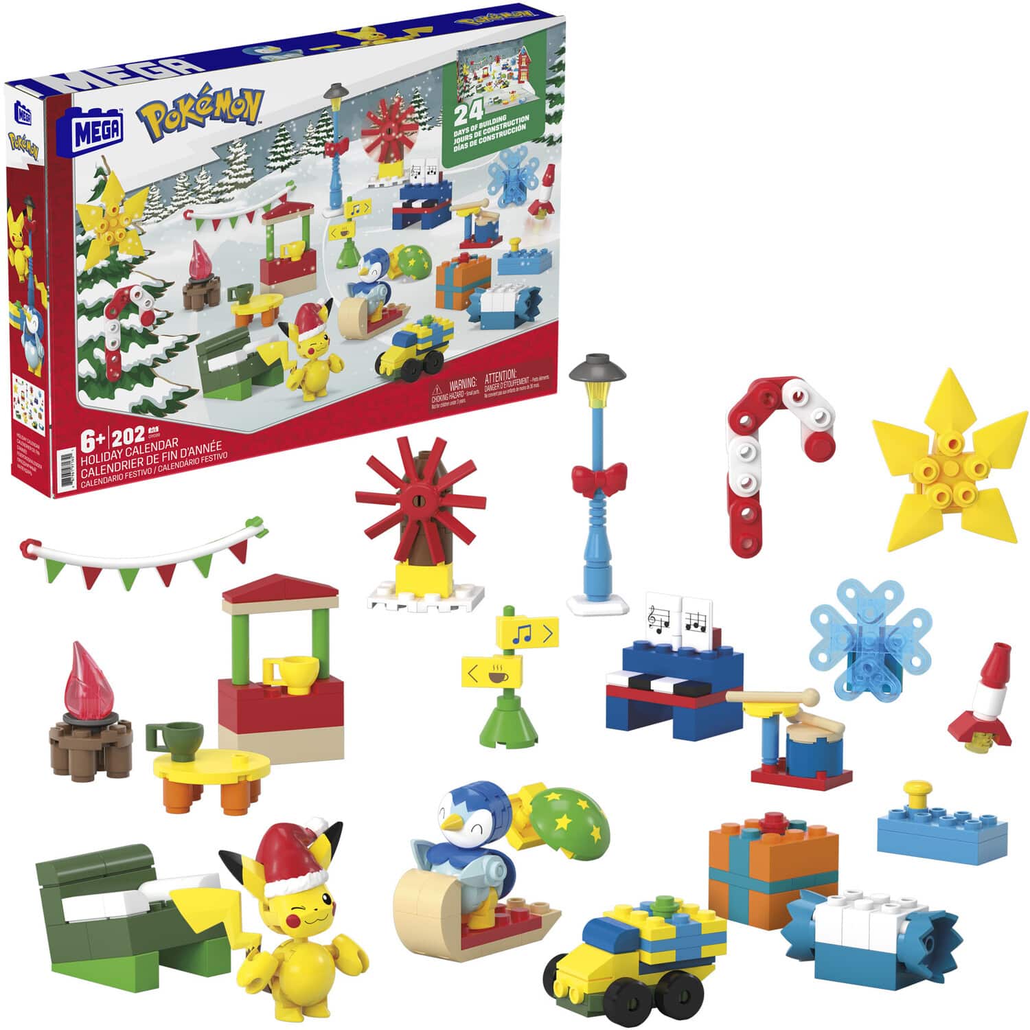 Mega Bloks - Pokemon Holiday Calendar, 202 Piece Building Toy Set - Collectibles - Multicolor