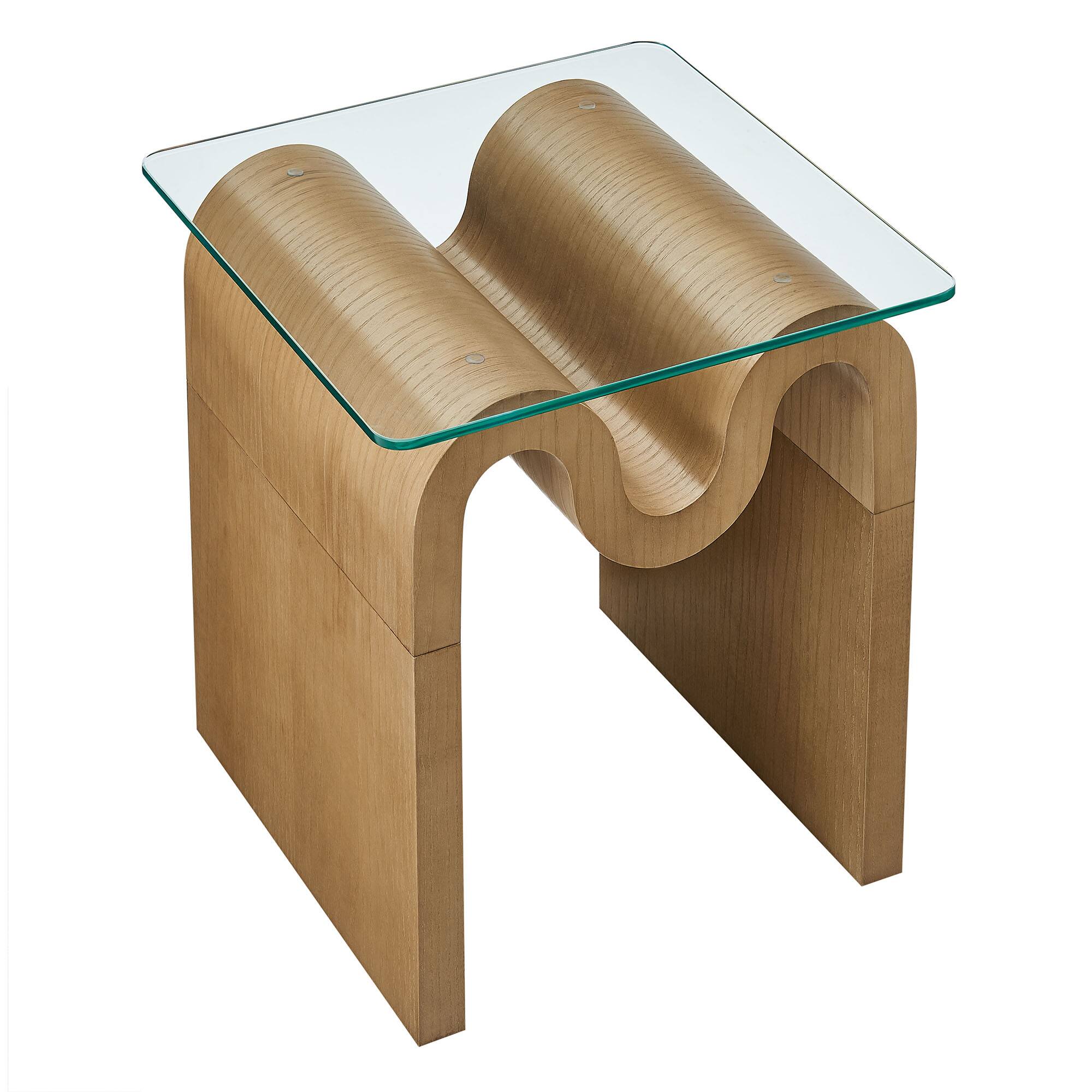 Alt View 4. Modway - Ondine Glass Top Side Table by Modway - Natural.