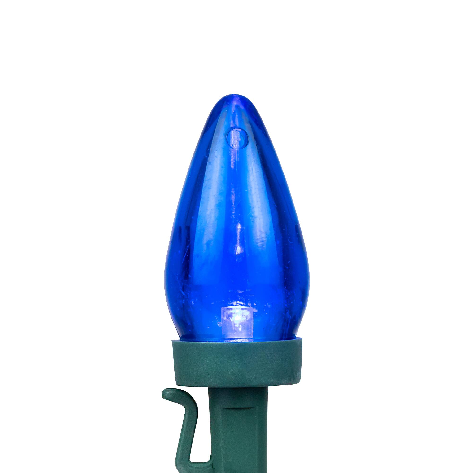 Alt View 2. Northlight - LED C7 Christmas Lights - Blue - 17' Green Wire - 25ct - Blue.