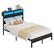 Front. Bestier - Full-Size Platform Bed Frame with Storage Headboard, LED Lights, USB Charging Station - Black.